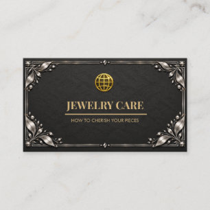 Visite Carte de soins de bijoux en argent noir charbon de