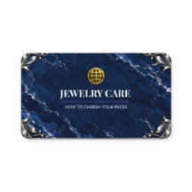Carte de soins de bijoux en marbre bleu marine arg