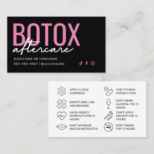 Visite Carte de soins postérieurs Botox rose et noir