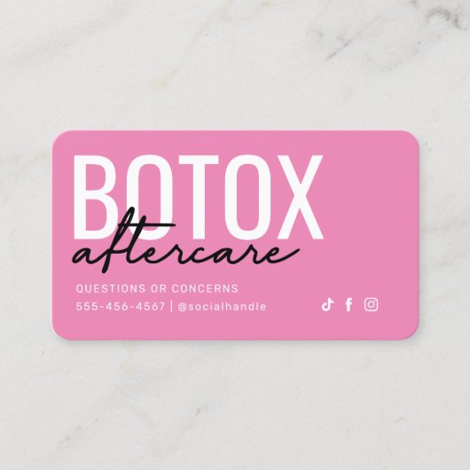 Visite Carte de soins postérieurs Botox rose et noir (Devant)