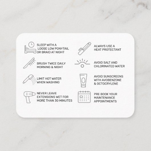 Visite CARTE DE SOINS POUR EXTENSION DE CHEVEUX (rose) (Dos)