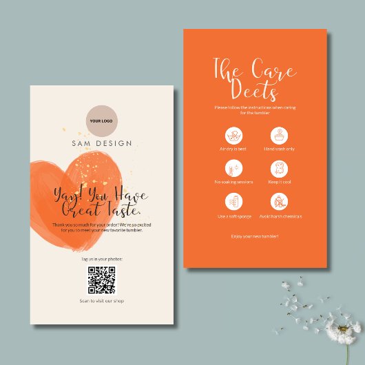 Visite Carte de soins pour gobelet Boho Insert de paquet 