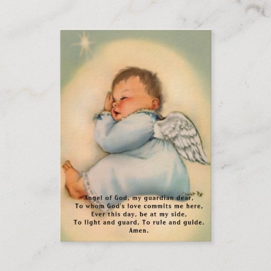 Visite Carte de souvenir de baptême de bébé Ange Prière S (Devant)