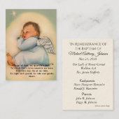 Visite Carte de souvenir de baptême de bébé Ange Prière S (Devant / Derrière)
