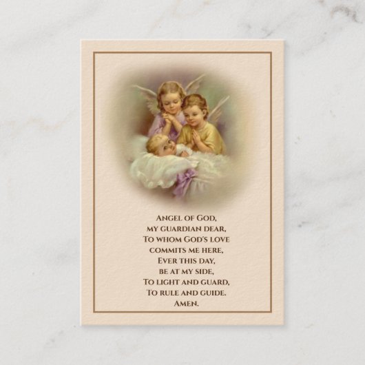 Visite Carte de souvenir de baptême de bébé Ange Saint (Devant)