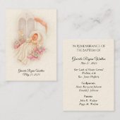 Visite Carte de souvenir de baptême de bébé fille catholi (Devant / Derrière)