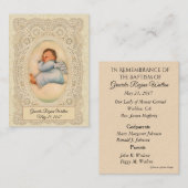 Visite Carte de souvenir de baptême de bébé garçon (Devant / Derrière)