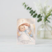 Visite Carte de souvenir de baptême pour bébé garçon cath (Debout devant)