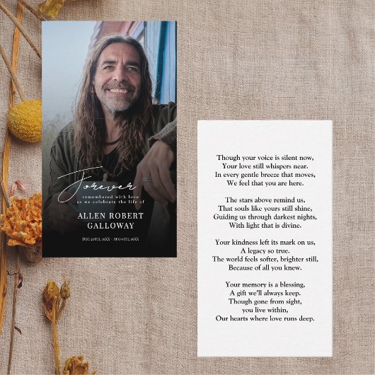 Visite Carte de souvenir de la photo de script élégant et