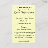 Visite Carte de souvenir du sacrement de la confirmation (Dos)