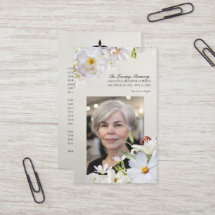 Visite Carte de souvenir florale blanche