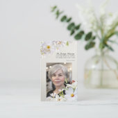 Visite Carte de souvenir florale blanche (Debout devant)