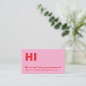 Visite Carte de style appel à moi drôle rouge rose (Debout devant)