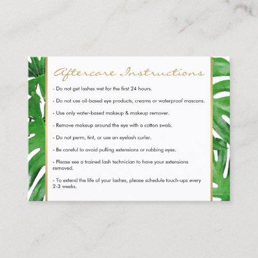 Visite Carte de suivi Feuille de Monstera Tropical Waterc (Devant)