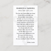 Visite Carte de sympathie de prière funéraire simple (Dos)