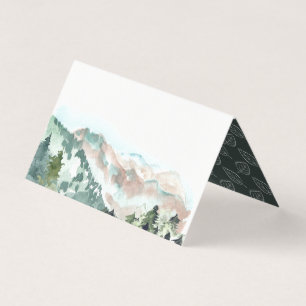 Visite Carte de table de mariage montagnard aquarelle rus