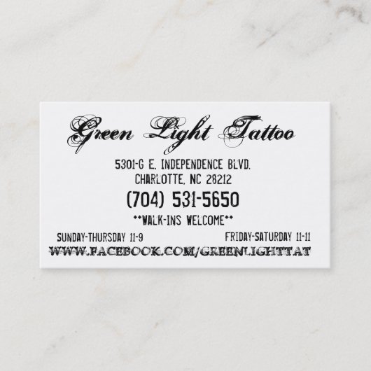 Visite Carte de tatouage de feu vert (Devant)