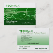 Visite Carte de technologie de technicien d'ordinateur (Devant / Derrière)