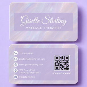 Visite Carte de Thérapeute de Massage Iridescente QR Code