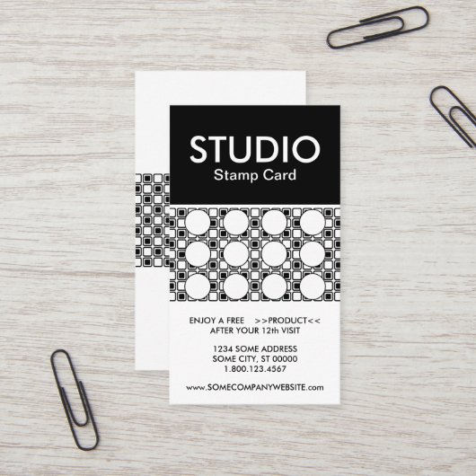 Visite carte de timbre rayé studio (Devant/Arrière en situation)