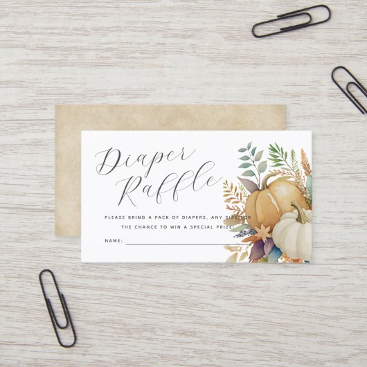 Visite carte de tombola citrouille d'aquarelle (Devant/Arrière en situation)