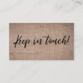 Visite Carte de typographie d'écriture manuscrite Burlap  (Dos)