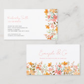 Visite Carte de visite, Aquarelle Florale rose orange (Devant / Derrière)