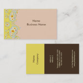 Visite Carte de visite, cachemire rose pâle et jaune pâle (Devant / Derrière)