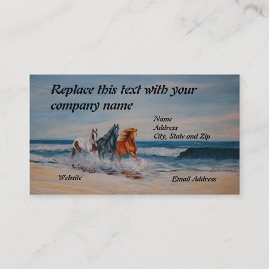 Visite Carte de visite, chevaux dans le surf (Devant)
