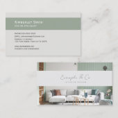 Visite Carte de visite, Design d'intérieur vert pastel (Devant / Derrière)