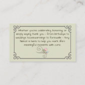 Visite Carte de visite, Flower Shop, Floral Services. (Dos)