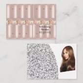 Visite Carte de visite, Parties scintillant rose rose Déc (Devant / Derrière)