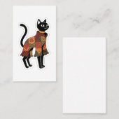 Visite Carte de vœux chat noir patchwork Boho (Devant / Derrière)