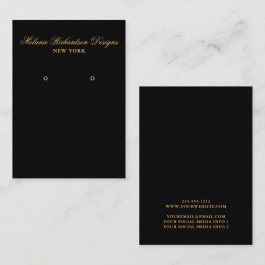 Visite Carte d'écran d'écoute de script noir et or (Devant / Derrière)