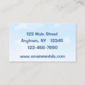 Visite Carte d'entreprise de location de tente (Dos)