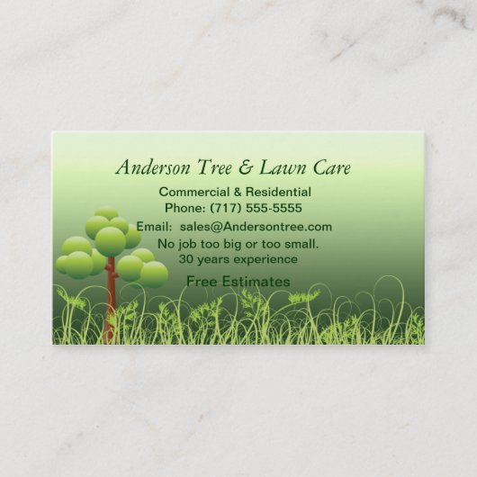 Visite Carte d'entreprise de services de pelouse et (Devant)