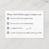 Visite Carte des options de pondération pour les patients (Dos)