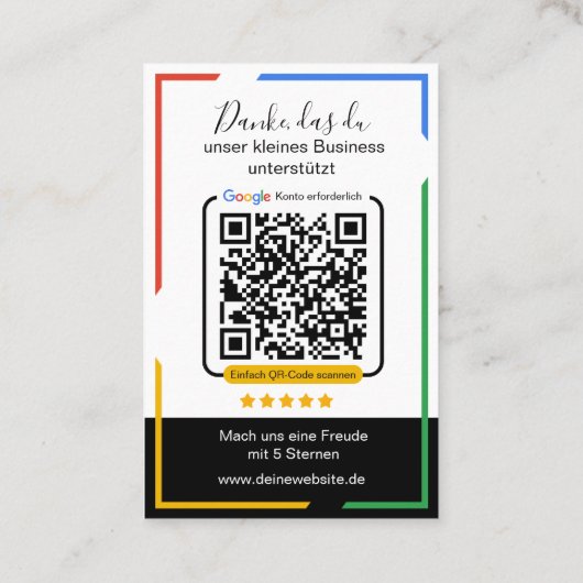 Visite Carte d'évaluation Google avec code QR Carte de vi (Dos)