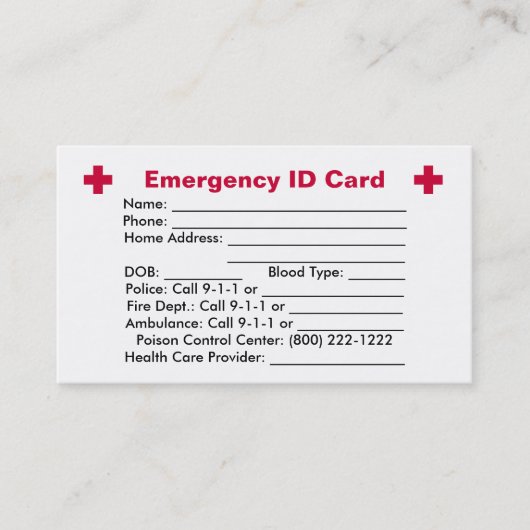 Visite Carte d'identification de secours (Devant)