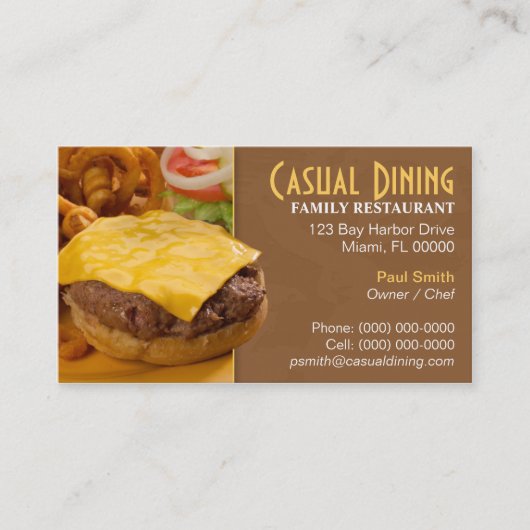 Visite Carte dinante décontractée de restauration (Devant)