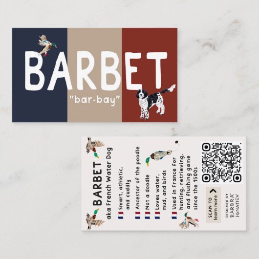 Visite Carte d'information de chien BARBET (Devant / Derrière)