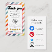 Visite Carte d'insertion de commande de Merci personnalis (Devant / Derrière)