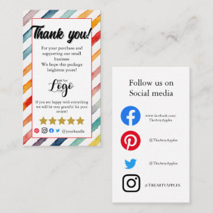 Visite Carte d'insertion de commande de Merci personnalis