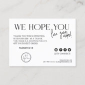 Visite Carte d'insertion de commande pour petites entrepr (Dos)