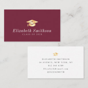 Visite carte d'insertion de graduation casquette or maroo