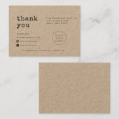 Visite Carte d'insertion de Merci de machine à écrire kra (Devant / Derrière)