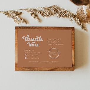 Visite Carte d'insertion de Merci de sucre Brown rétro
