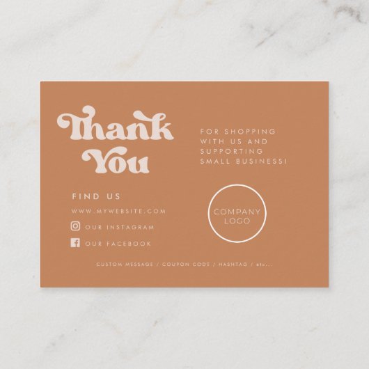 Visite Carte d'insertion de Merci de sucre Brown rétro (Dos)