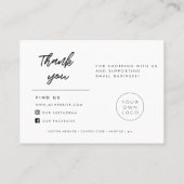 Visite Carte d'insertion de Merci de typographie moderne (Dos)