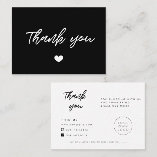 Visite Carte d'insertion de Merci de typographie moderne (Devant / Derrière)